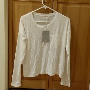 Everlane Box Cut Long Sleeve Tee Small White